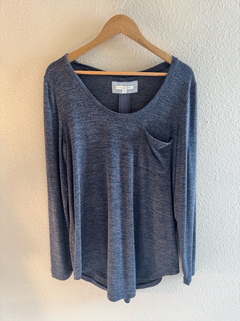 Women's Pure Good Blue Long Sleeve Knit Top, Size XL